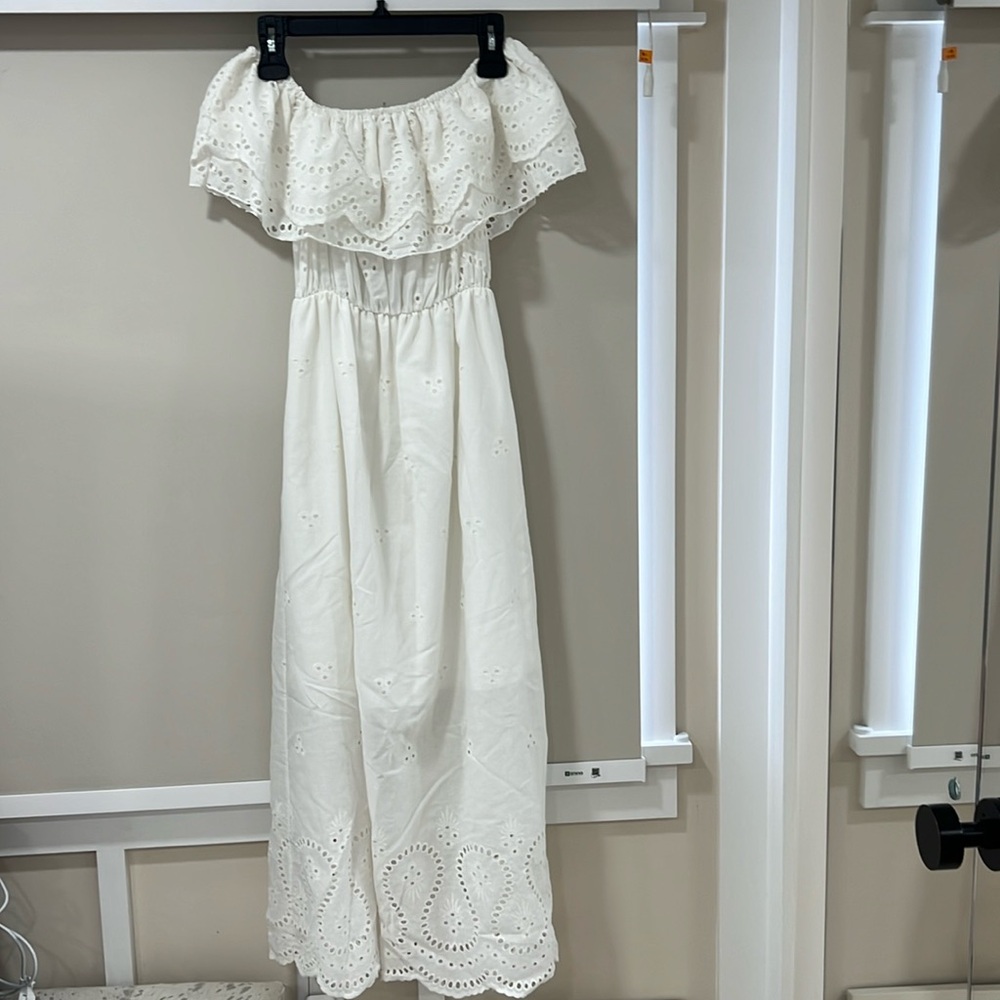 Zeta Otto white eyelet off shoulder dress size Small